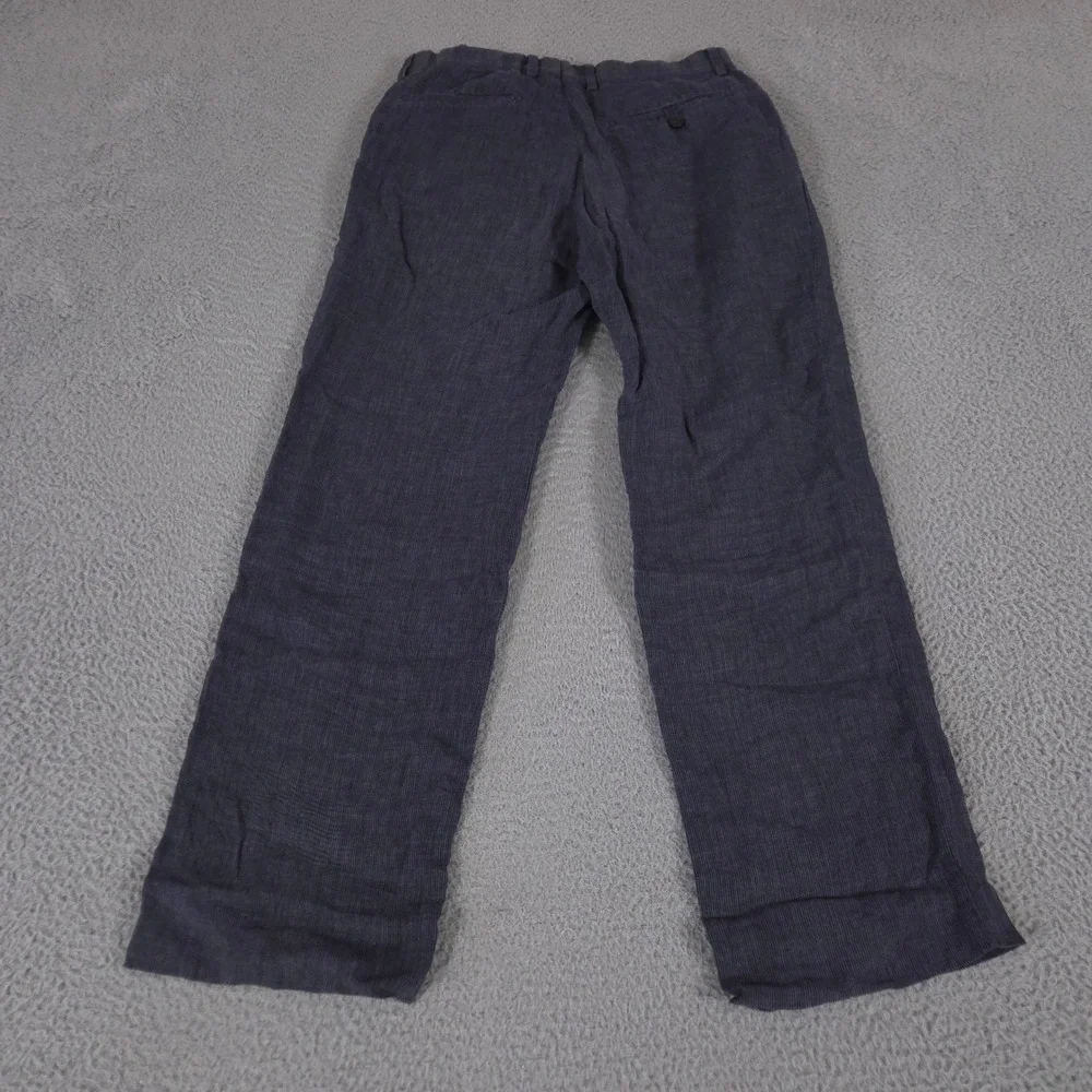 Banana Republic Pants Mens 32x32 Navy Modern Fit 100% Linen Straight Leg Striped